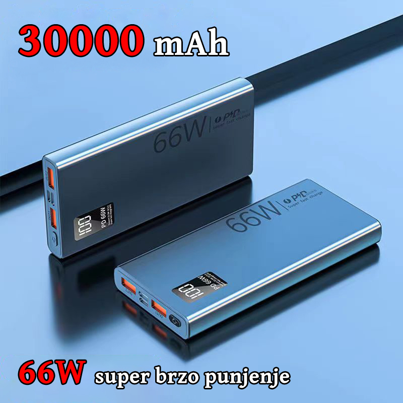 30000 mAh super brzo punjenje, 66 W power bank super velikog kapaciteta